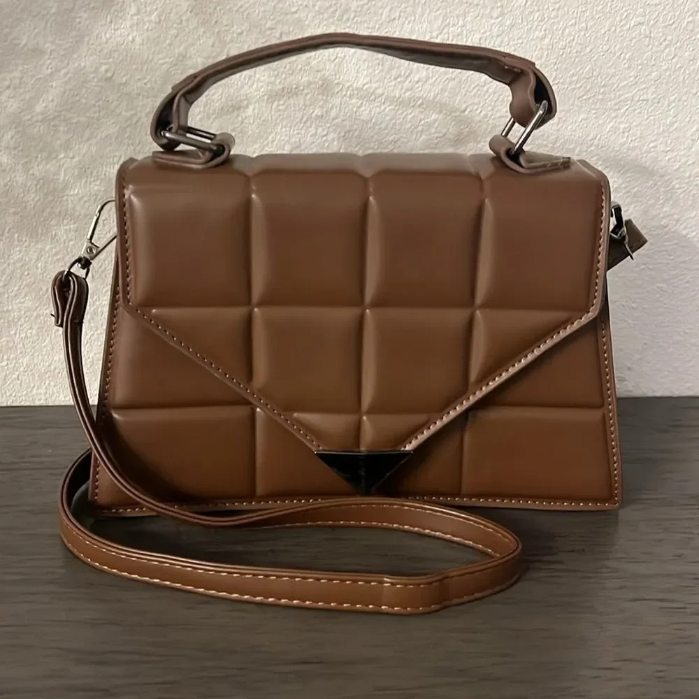 Fashion Rhombus brown quilted‎ crossbody shoulder bag
